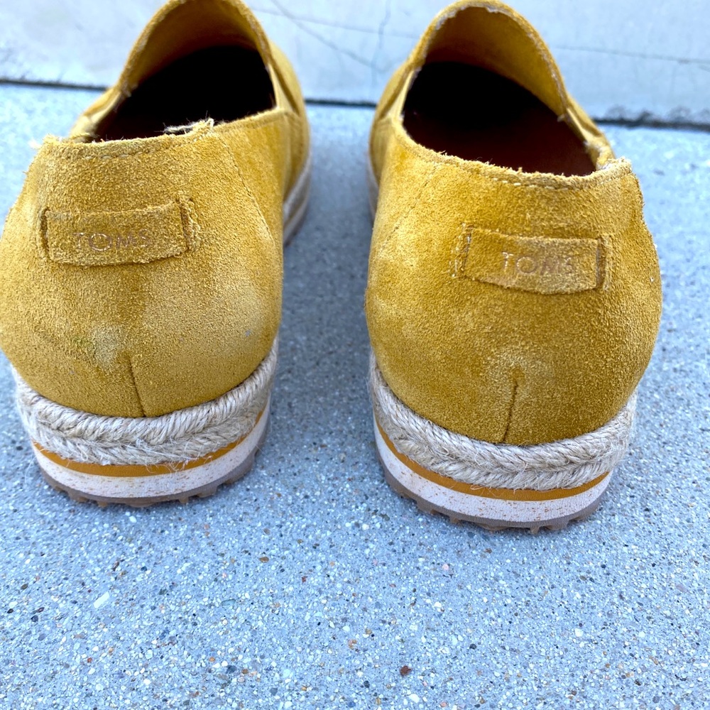 TOMS Women's Palma Platform espadrilles loafers slip on flats yellow suede 8.5 - Picture 7 of 12